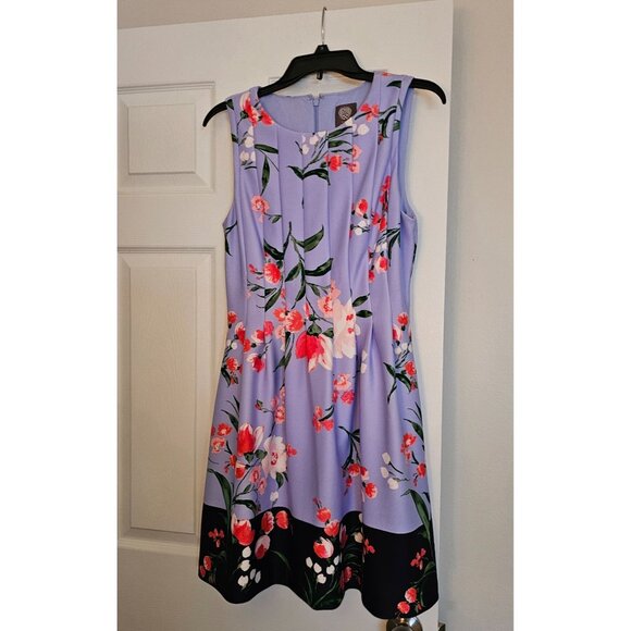 Vince Camuto Floral Print Sleeveless Pleated Knee-Length Dress Evening Wedding - Picture 1 of 9